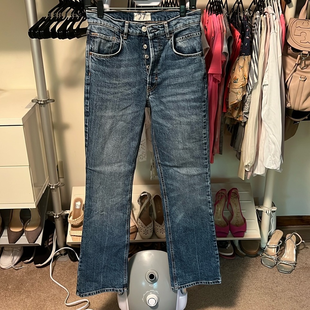 We The Free Jeans Womens Size 27 Button Fly straight leg Medium Wash
